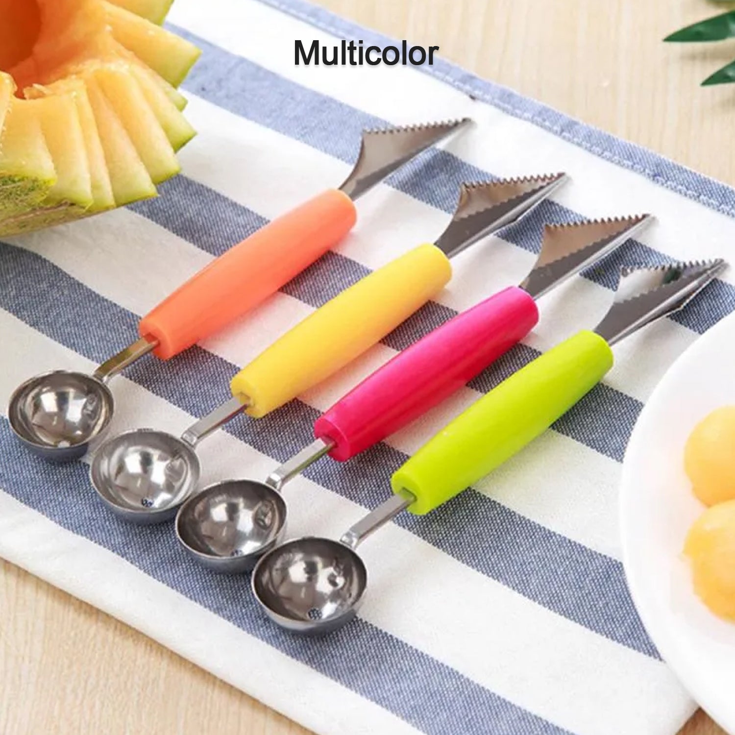 7031 Multifunctional Stainless Steel Fruit, Vegetable Pattern Carving Knife Peeler Corer Spherical Dig Ball Scoop, Garnishing Dig Ball Spoon Kit. DeoDap 7031 Multifunctional Stainless Steel Fruit, Vegetable Pattern Carving Knife Peeler Corer Spherical Dig Ball Scoop, Garnishing Dig Ball Spoon Kit. DeoDap